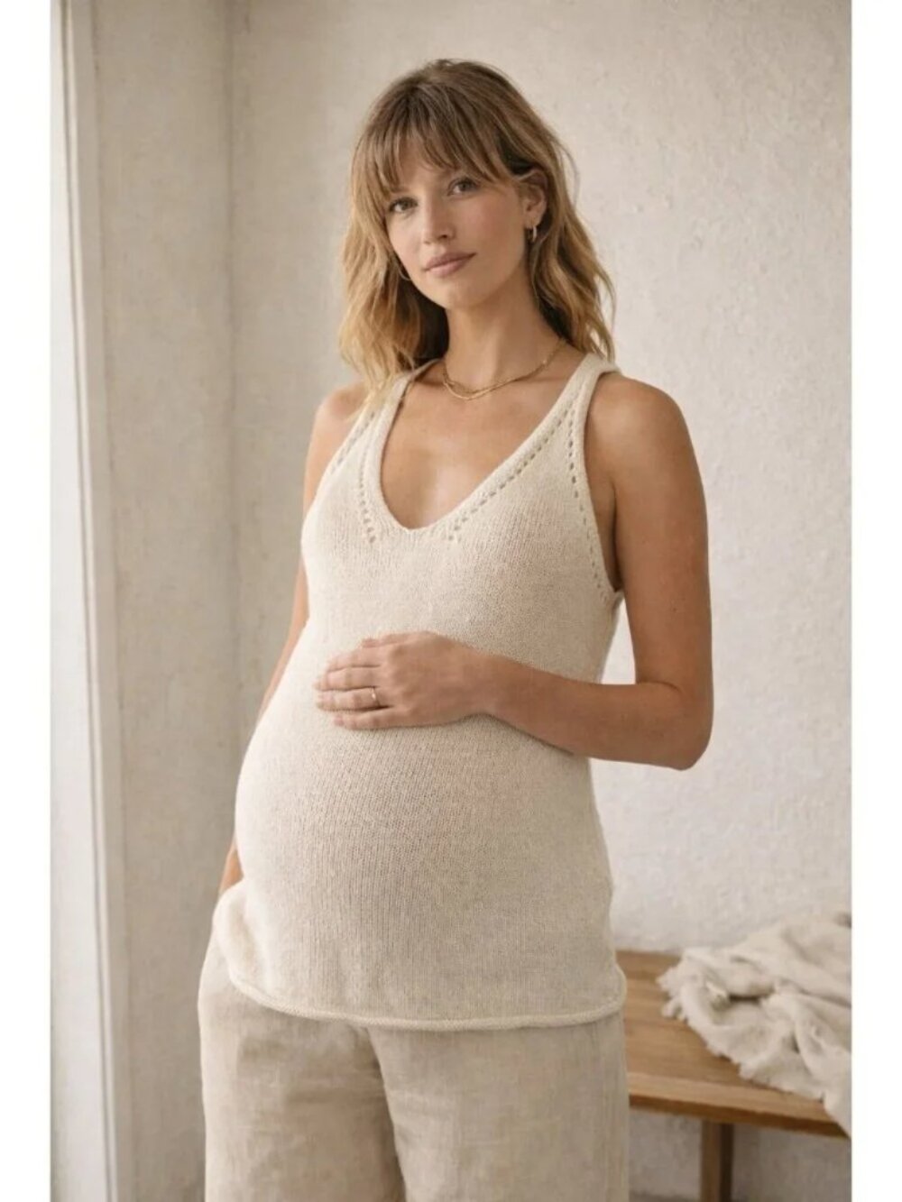 Hatch Maternity Knit Tank Sweater V Neck Soft Size 3 Large Top Cottagecore